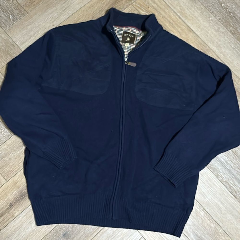 Mens Orvis 100% Wool Full Zipper Heavy Shooting Sweater Jacket